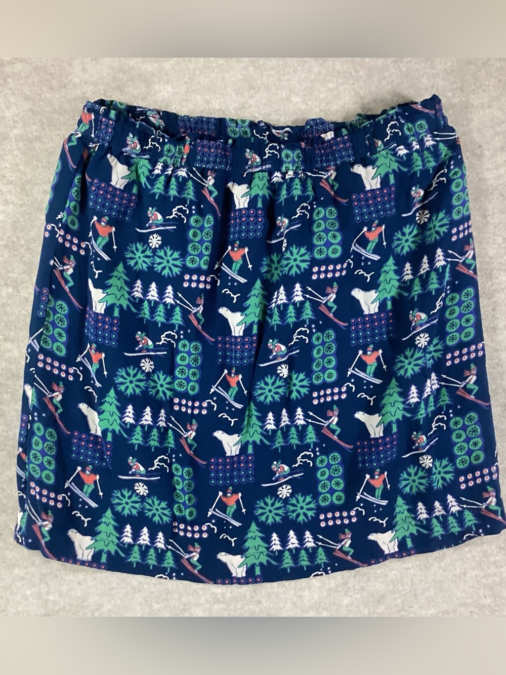 Nice Things Paloma Navy Winter Orint Elastic Waist Skirt - skiing trees snow